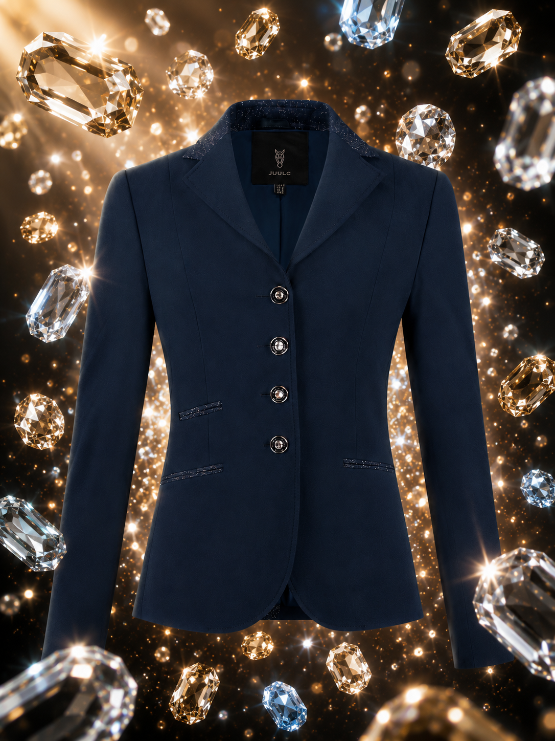 Navy Stardust Dressur Turnierjackett mit Swarovski Kristallen