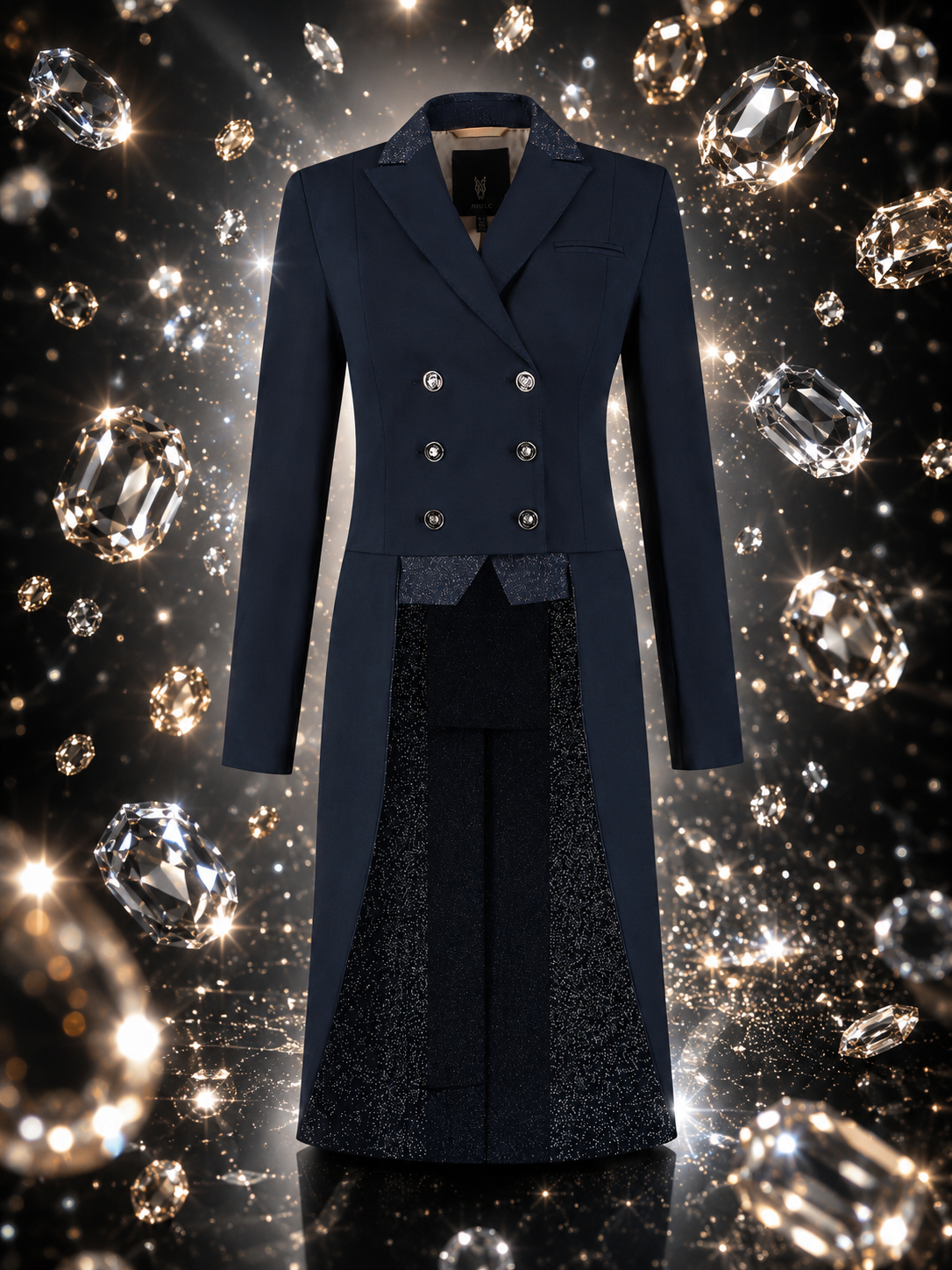 Maßgeschneiderter Frack - Navy Stardust - Swarovski