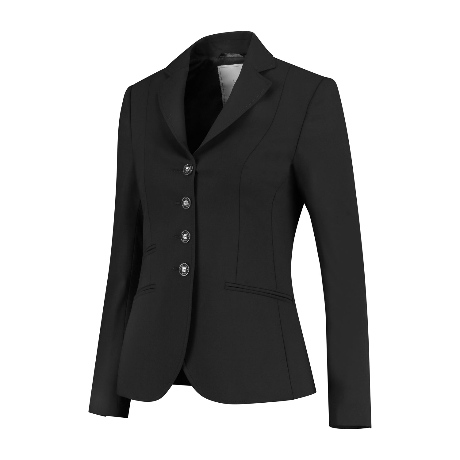 Side of JuulC Ladies' Show Jacket in Classic Black with tone-on-tone accents and details